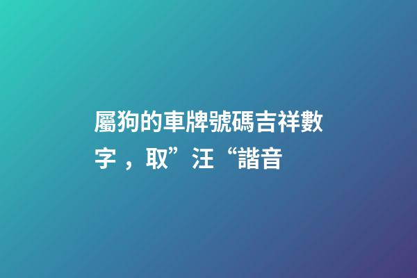 屬狗的車牌號碼吉祥數字，取”汪“諧音
